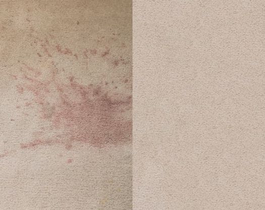 Vollstöndige Fleckenentfernung aus Polstermöbeln Vorher- Nachher Vergleich - Posterreinigung